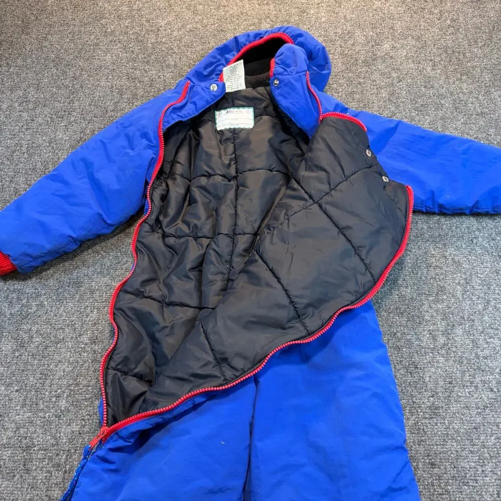 Vintage REI Kids Snowsuit Blue Red One Piece Ski Suit Warm Outdoor Size XS 4/5